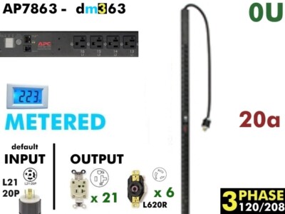 APC AP7863 Rack PDU Metered Zero U 5.7kVA/208V Power Distribution Unit