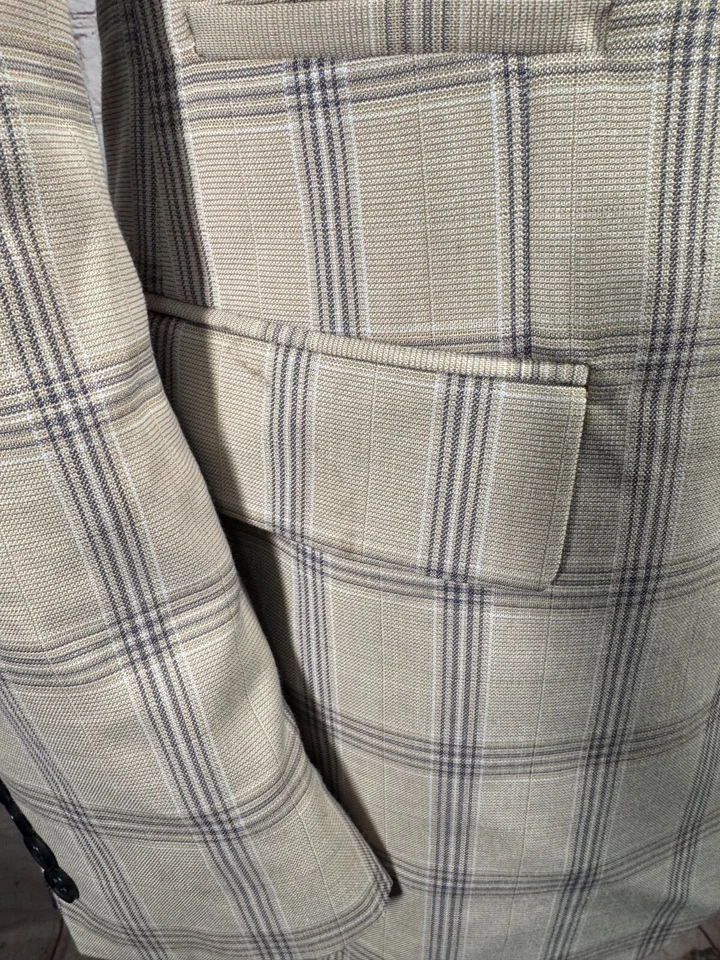 STEVE HARVEY Hombres Marrón Tostado GLEN-CHECK REG FIT Abrigo Deportivo Blazer Chaqueta 40R Foto 4 de 4