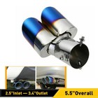 Dual Exhaust Pipe Rear Tail Muffler Tip Throat Tailpipe Auto Car Suv Fit 1.4-2.5