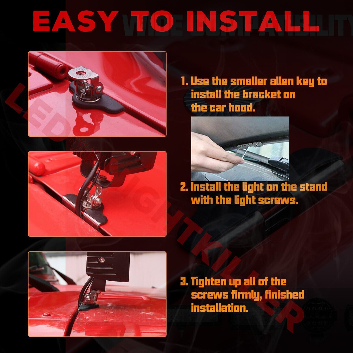 Clamp Bracket Mount Pillar Hood Universal Offroad Holder Light - Foto 9