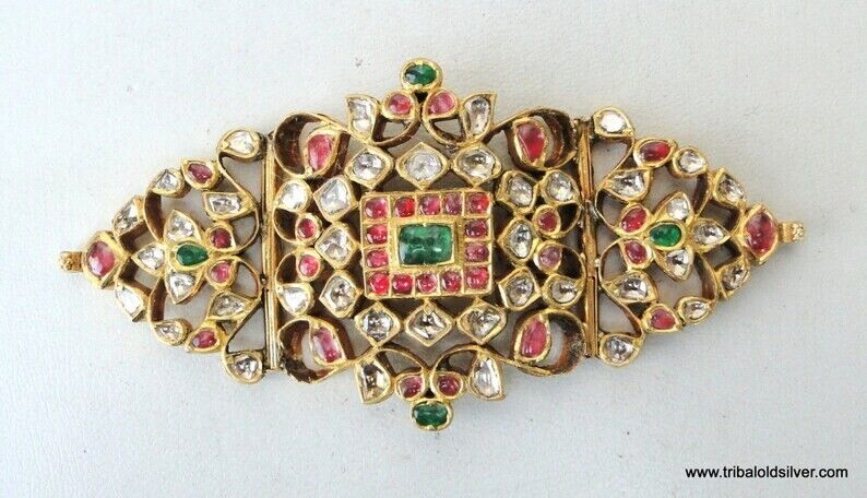 Vintage Antique 20k Gold Gemstone Armlet Bracelet… - image 1