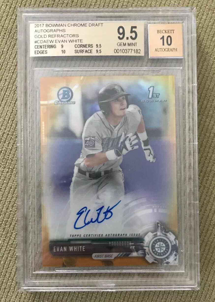2017 Bowman Chrome Draft Evan White Gold Auto /50 BGS 9.5 10 Seattle Mariners