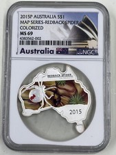 2015P Australia S$1 NGC MS69 Redback Spider serie mappe colorate