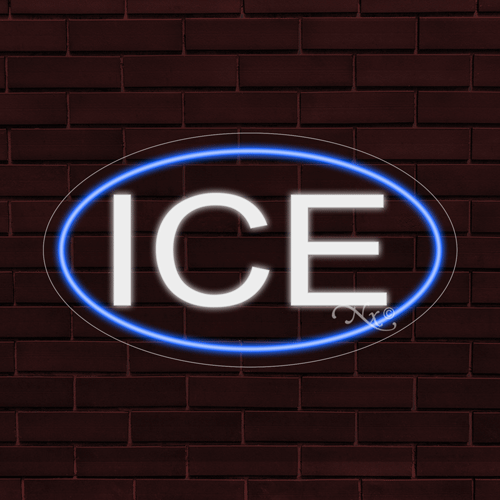 NUEVO LETRERO INTERIOR VENTANA/PARED LED FLEX VENTANA/PARED "HIELO" CON BORDE OVALADO 28x16x1 pulgadas 34225 - Imagen 1 de 1