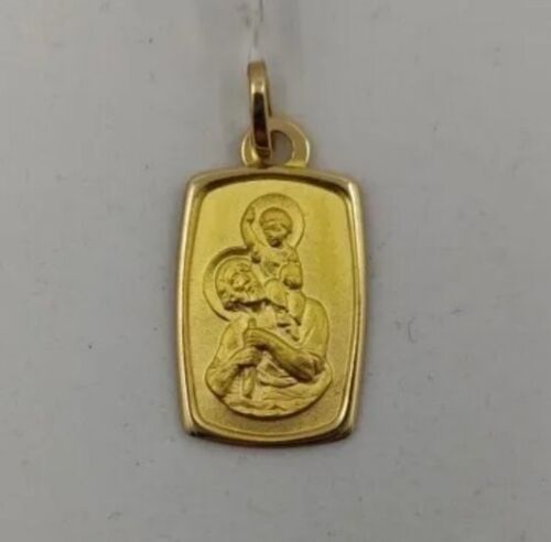 Anhänger Gold 18k 750 Mls. Medaille San Cristobal Rechteckige - Picture 1 of 5