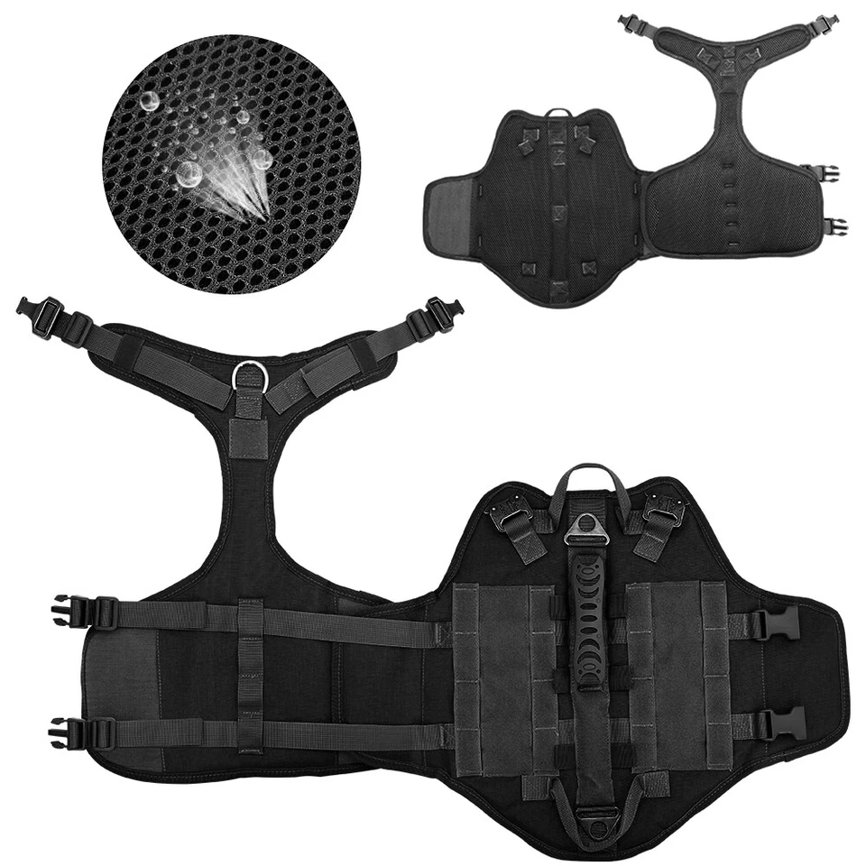 Military Tactical Pet Dog Harness with Handle Pet No Pull Training Service Vest  - Image 4 of 4