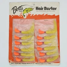 Betts Hair Buster Bass Jig Fishing Lures 12 Pc Dealer Card Orange Yellow 1/2oz