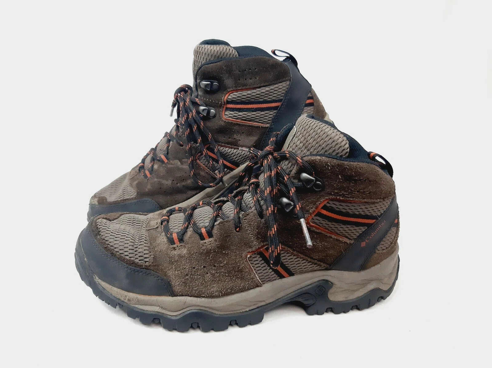 Columbia Mens Size 10 Mid Hiking Boots Brown Suede Mesh (YMS5142 255) Omni Grip