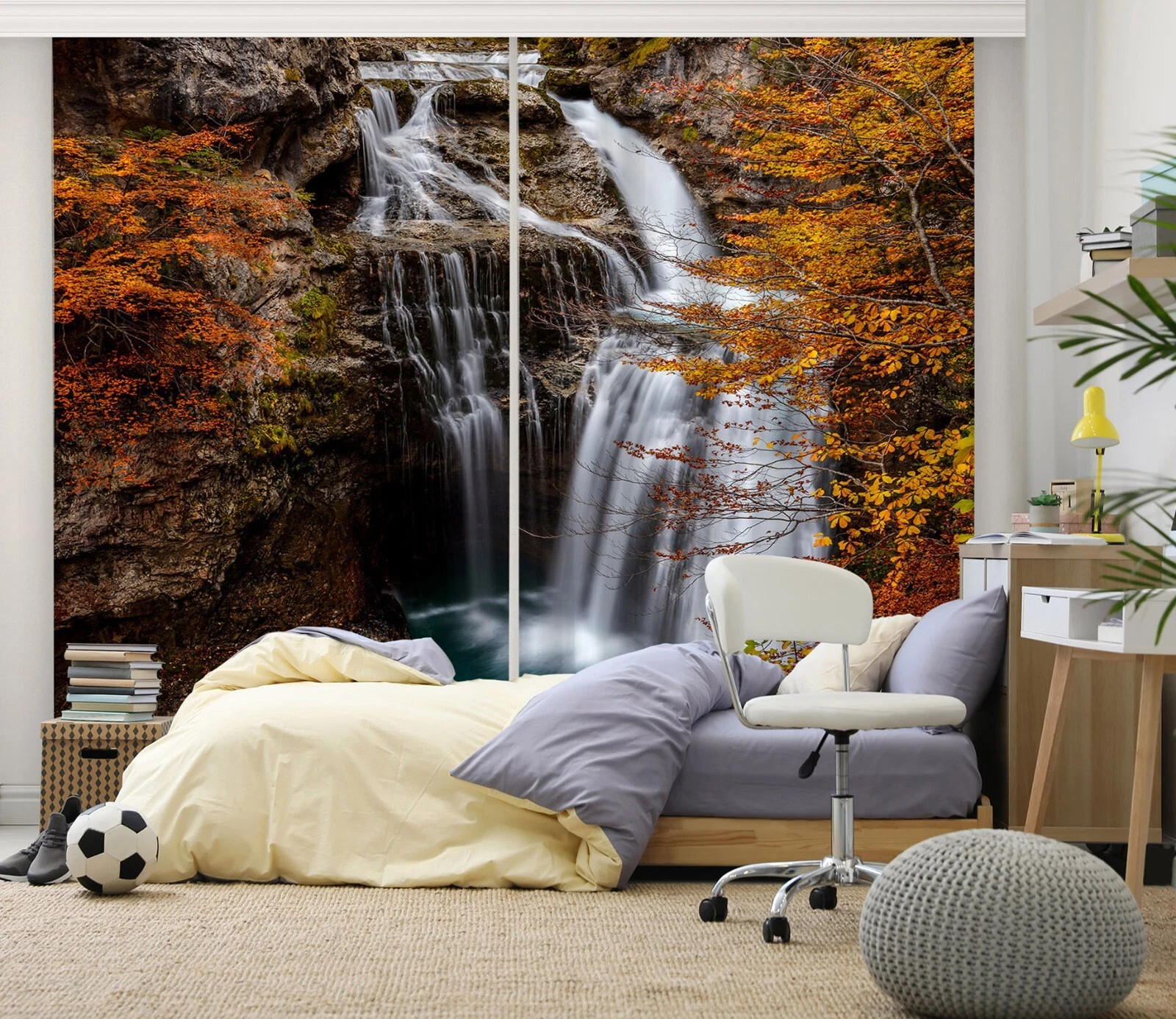 3D Autumn Creek ZHUB128 Photo Curtain Window Blockout Fabric Vera 2023