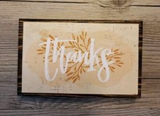 Fall Autumn Themed Tray Decor Wooden Block Sign - Thanks