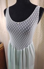 Vtg 80s Movie Star Nightgown/Slip Midi Length Mint Green Sm