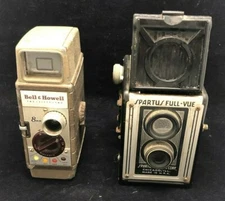VINTAGE CAMERAS BELL & HOWELL 8MM & SPARTUS FULL-VUE - VINTAGE DECOR