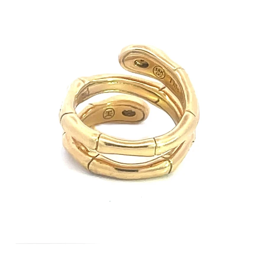 Anillo John Hardy Bambú Oro 18k Amarillo Doble Fila Bypass Estilo Foto 3 de 4