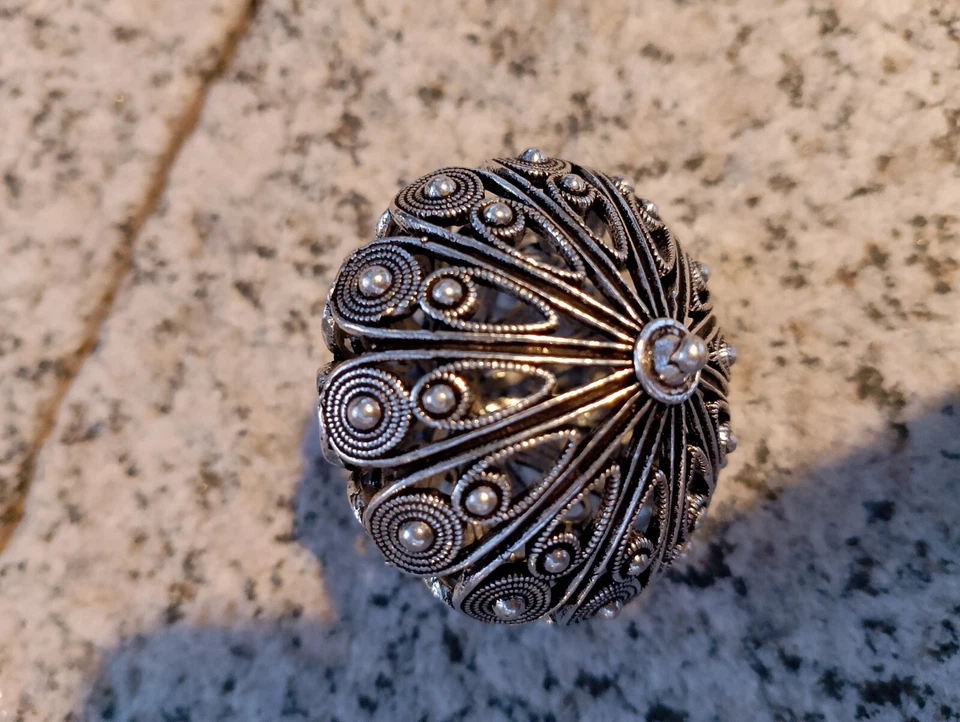 Bottone Sardo 2 Pezzi In Ottone Colore Argento - Immagine 2 di 4