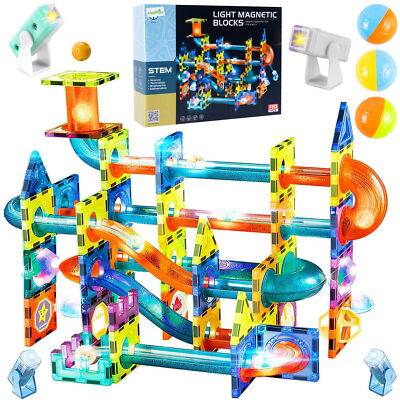 Malplay Blocks Magnetic Building Kinder Leuchtende 3D Kugelbahn 110 Stück Spielz