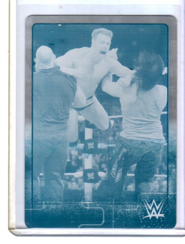 WWE Sheamus #71 2015 Topps Cyan Printing Plate Card SN 1 of 1