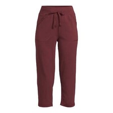 Athletic Works Women's Deep Red Chianti Core Knit Capri Pants Size M 8-10 NEW
