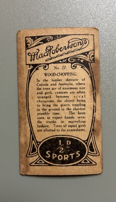 1910 MacRobertson's Sports of the World Wood-Chopping #27-Poor Condition