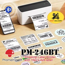 Bluetooth Shipping Label Printer or 4x6 Thermal Paper for Small Business Lot