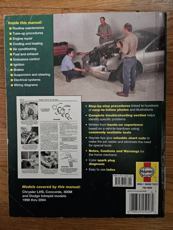 Chrysler LHS, Concorde, 300M, Dodge Intrepid, 1998-2004, Haynes, $15 Foto 2 de 2