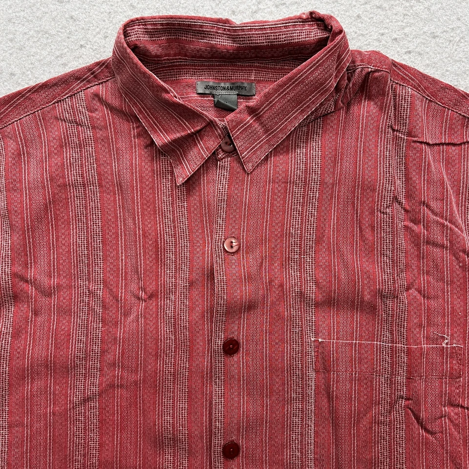 Johnston & Murphy Hombre XL Rojo Vertical Rayas Manga Corta Abotonada Foto 2 de 4