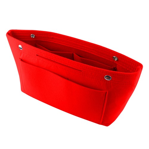 Red Travel Organiser Handbag Felt Bag Tote Insert Liner Pouch Women Storage - Picture 4 of 6