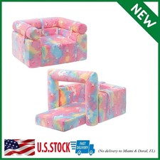 2-In-1 Flip Detachable Bolster Kids Sofa, Toddler Cuddly Reading Couch, Unicorn