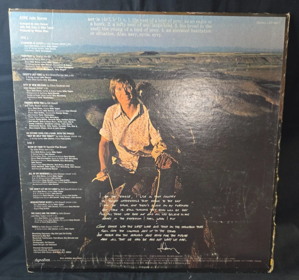 John Denver Aerie 1971 LP Vinyl Record Album With Poster First Pressing Mint - Image 2 of 4