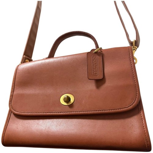 COACH OLD COACH 2WAY SHOULDER BAG Brown Leather Turn Lock Vintage Handbag