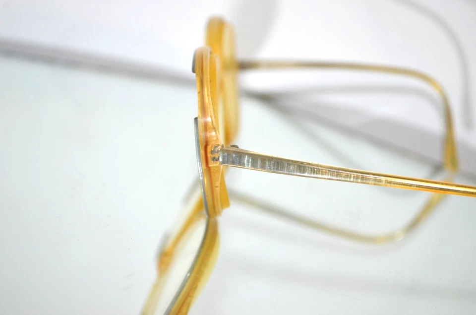 HERMOSAS Gafas Sky "Cynthia" Anteojos Vintage Marco Redondo Amarillo 52-18 135 Foto 3 de 4