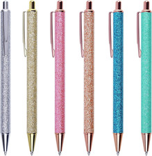 Cute Retractable Ballpoint Pens for Women Girls, Fancy Decorative Glitter Body,