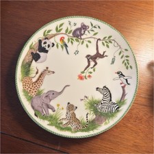 1988 Lynn Chase designs Japan, jungle party porcelain dinner plate and cup