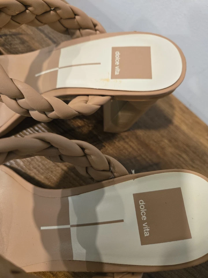 Sandalias Dolce Vita Nude Trenzadas Tacón Bloque para Mujer 8.5 M – Elegante Estilo Minimalista Foto 3 de 4