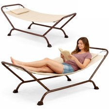 Amaca con Cuscino Beige Struttura Resistente Antiscivolo e Seduta Ergonomica