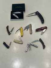 Ancien lot de 10 pièces mini couteaux de poche multi-outils lames pliantes simples