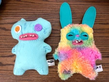 2 Fuggler Funny Ugly Monster Budgie Edition #41 Gaptooth and #39 Rabid Rabbit 9"