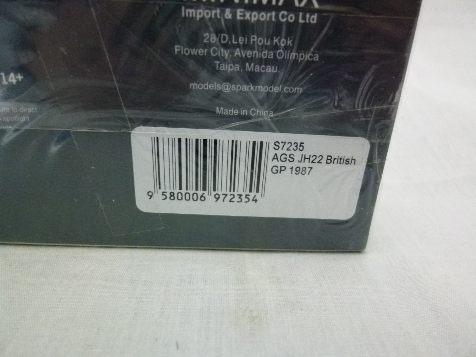 Spark 1:43 F1 AGS JH22 #14 Pascal Fabre British GP 1987 S7235 Diecast Model Car