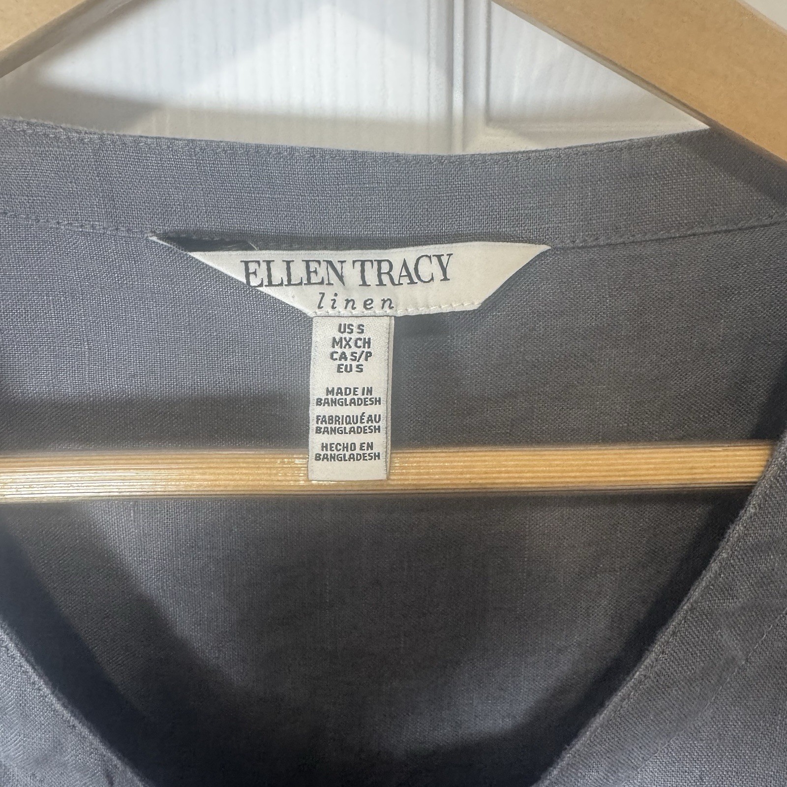 Ellen Tracy Linen Tunic Top Women Small Roll Tab Gold Zipper Tassel ...