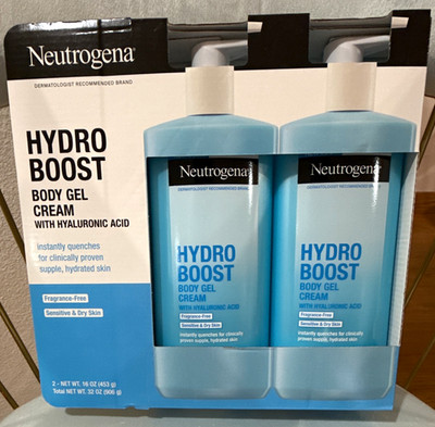 Neutrogena Hydro Boost Body Gel Cream Fragrance-Free Hyaluronic Acid 2x16 oz