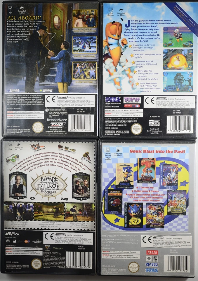 GameCube Lot 4x COMPLETE | Polar Express Worms 3D Sonic Mega Lemony Snicket's - Image 2 of 4