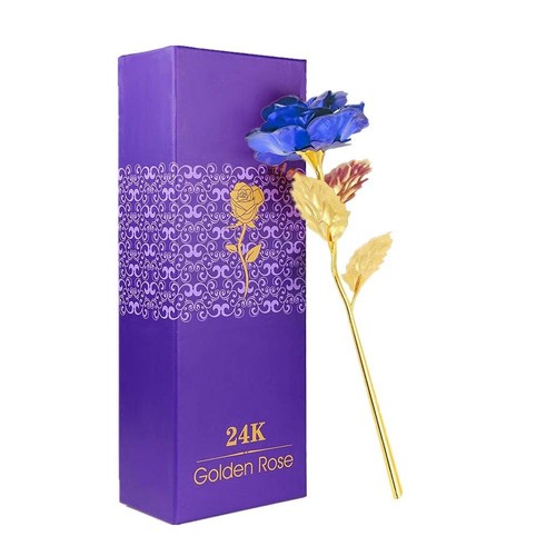 Youngine Creative Colorful Rose Artificial Flowers Rosa Foglia Oro 24K Full Blossom Presents per la Festa della Mamma | San Valentino | Anniversario | Compleanno | Matrimonio, con Scatola e Base