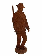 Dekofigur Jäger mit Jagdgewehr im Rost Design, Rostfigur für den Garten, G ...
