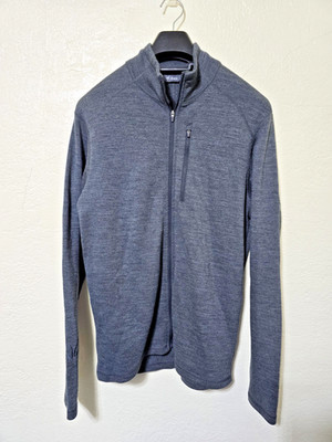Ibex Men's USA Made Gray Merino Wool Full Zip Jacket Medium