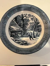 Vintage Royal China Currier & Ives Pie BAKING Plate 10"  Snowy Morning