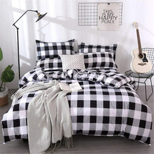 Farmhouse Buffalo Checked Bedding Set Black Gray White Plaid Comforter Cover Kin