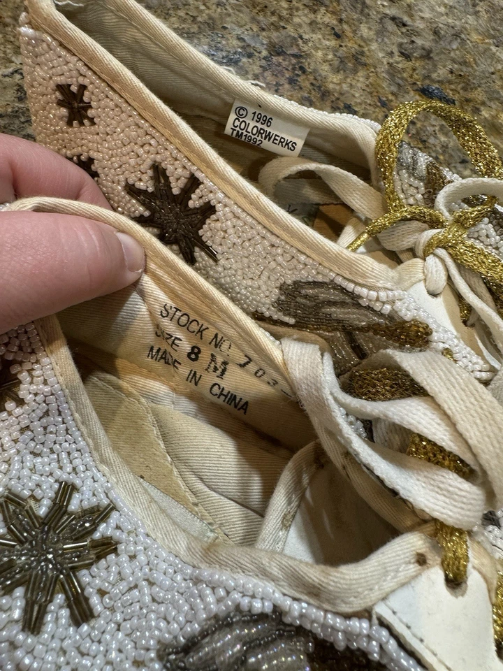 Zapatos Deportivos Colorwerks 1996 Vintage Con Cuentas Tema Navidad, Talla 8 Foto 4 de 4