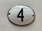Vintage Enamel Porcelain Locker Number 4 Door Sign