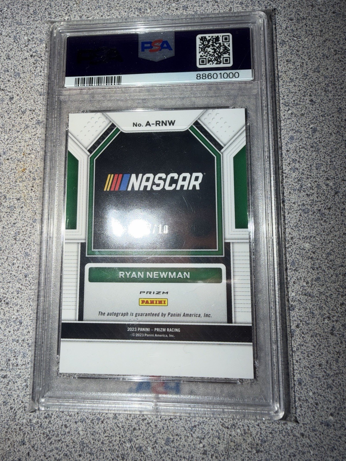 2023 Prizm Nascar Ryan Newman Gold Autograph 07/10 PSA 10 view 2