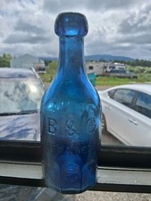 1850'S IRON PONTIL COBALT BLUE B & G SAN FRANCISCO BLOB TOP SODA BOTTLE 
