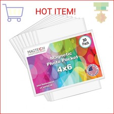 Magtech Magnetic Pocket Picture Frame, White, Holds 4 x 6 Inches Photos, 10, Mad
